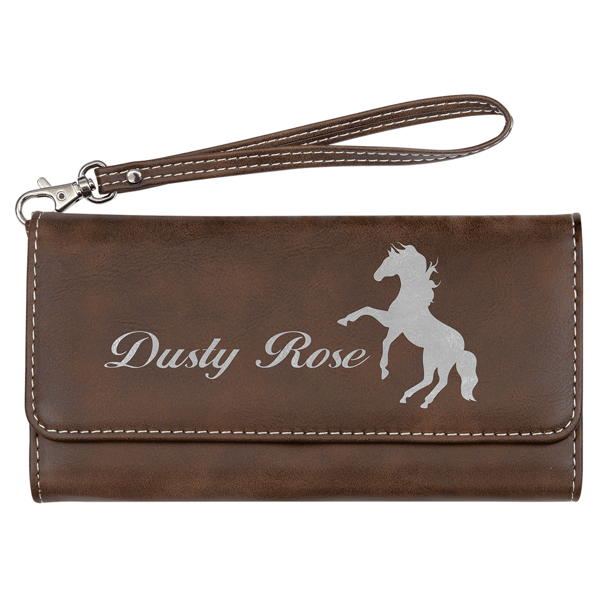 7 1/2" x 4" Laserable Leatherette Wallet with Strap