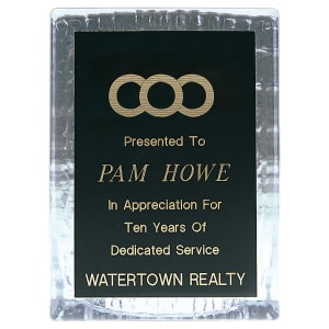 Clear Sculpted Ice standing plaque