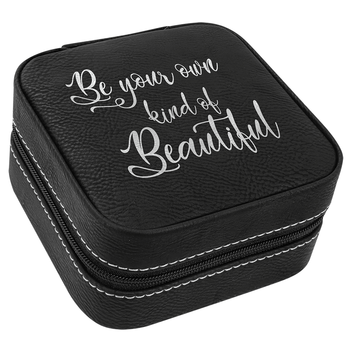 4" X 4" Laserable Leatherette Travel Jewelry Box with Tan Lining