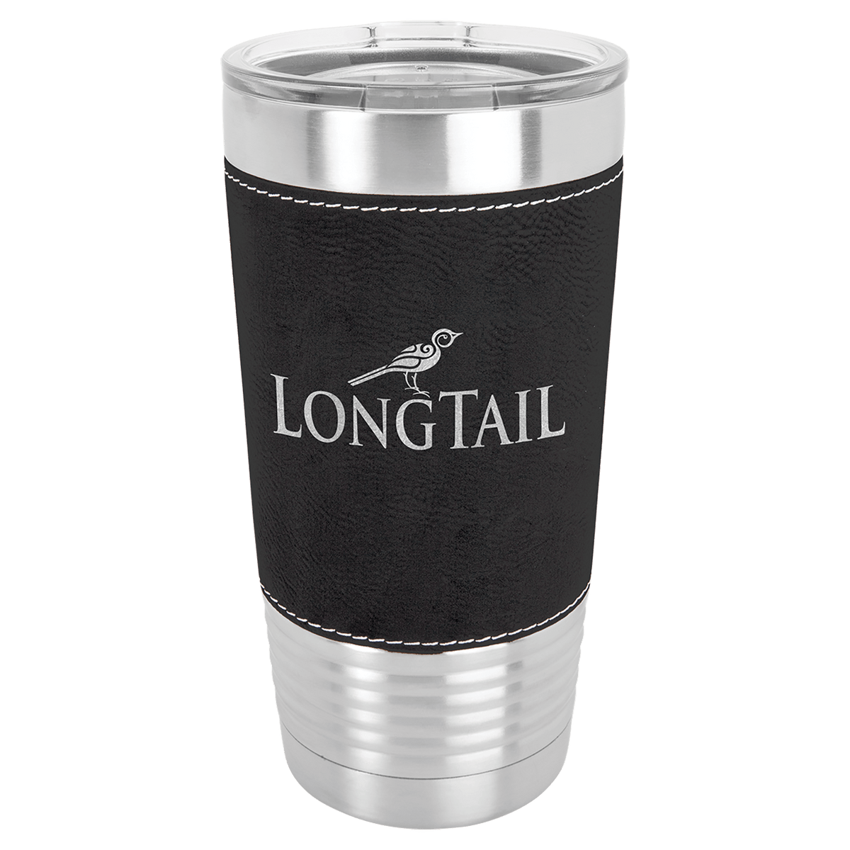 20 oz. Light Brown Laserable Leatherette Tumbler with Clear Lid